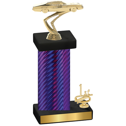 Accented Single Purple Carbon Fiber First Place Cars Trophy