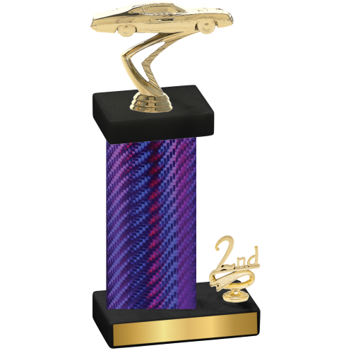 Accented Single Purple Carbon Fiber Second Place Cars Trophy