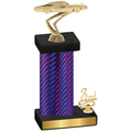 Accented Single Purple Carbon Fiber Third Place Cars Trophy