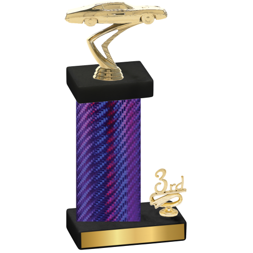 Accented Single Purple Carbon Fiber Third Place Cars Trophy