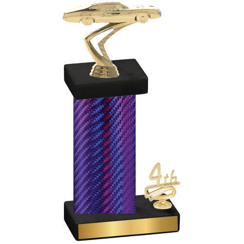 Accented Single Purple Carbon Fiber Fourth Place Cars Trophy