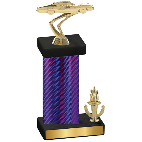 Accented Single Purple Carbon Fiber Victory Cars Trophy