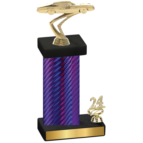 Accented Single Purple Carbon Fiber Year Cars Trophy