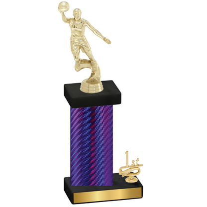 Accented Single Purple Carbon Fiber First Place Basketball Trophy