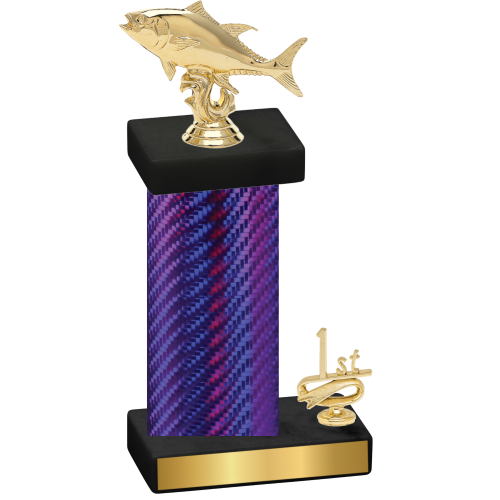 Accented Single Purple Carbon Fiber First Place Fishing Trophy