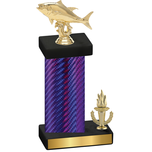 Accented Single Purple Carbon Fiber Victory Fishing Trophy