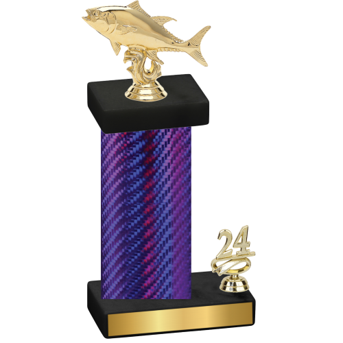 Accented Single Purple Carbon Fiber Year Fishing Trophy