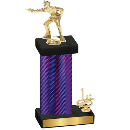 Accented Single Purple Carbon Fiber First Place Shooter Trophy