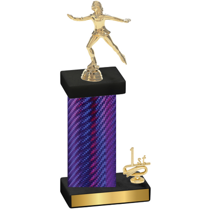 Accented Single Purple Carbon Fiber First Place Skater Trophy