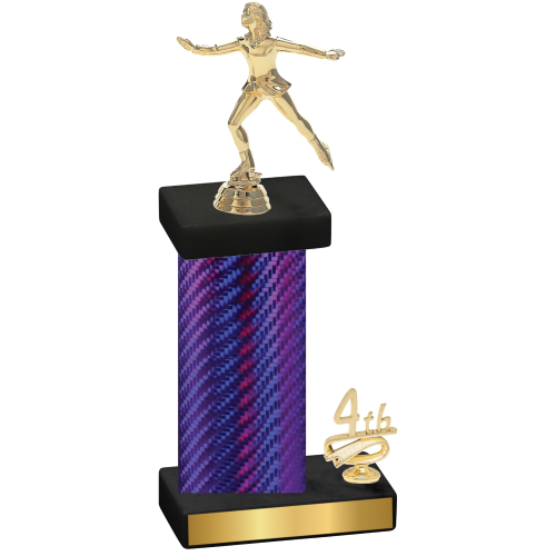 Accented Single Purple Carbon Fiber Fourth Place Skater Trophy