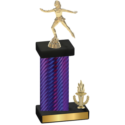 Accented Single Purple Carbon Fiber Victory Skater Trophy