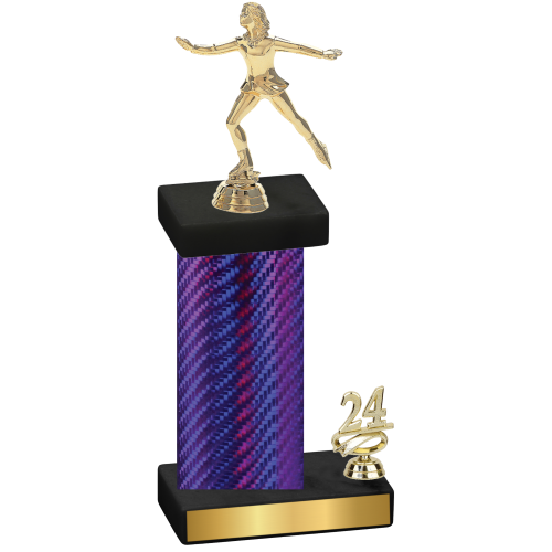 Accented Single Purple Carbon Fiber Year Skater Trophy