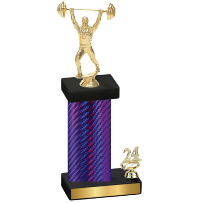 Accented Single Purple Carbon Fiber Year Weights Trophy