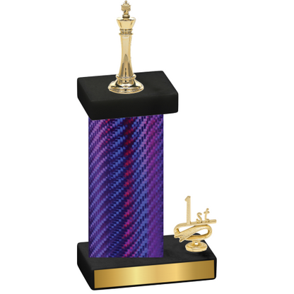 Accented Single Purple Carbon Fiber First Place Chess Trophy