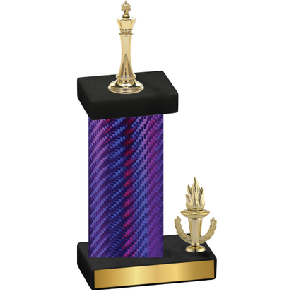 Accented Single Purple Carbon Fiber Victory Chess Trophy