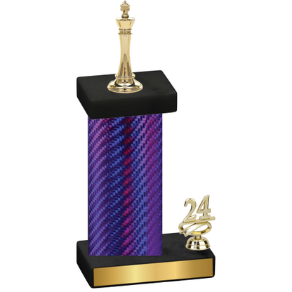 Accented Single Purple Carbon Fiber Year Chess Trophy