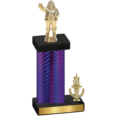 Accented Single Purple Carbon Fiber Victory Holiday Trophy