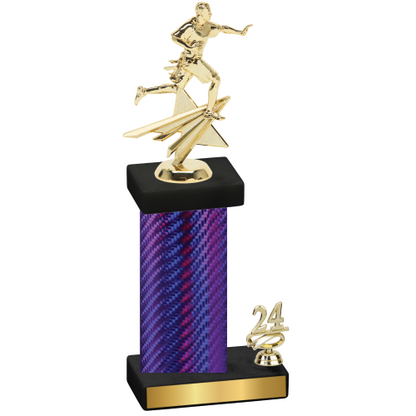 Accented Single Purple Carbon Fiber Year Flag Football Trophy