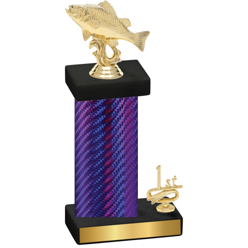 Accented Single Purple Carbon Fiber First Place Fishing Trophy