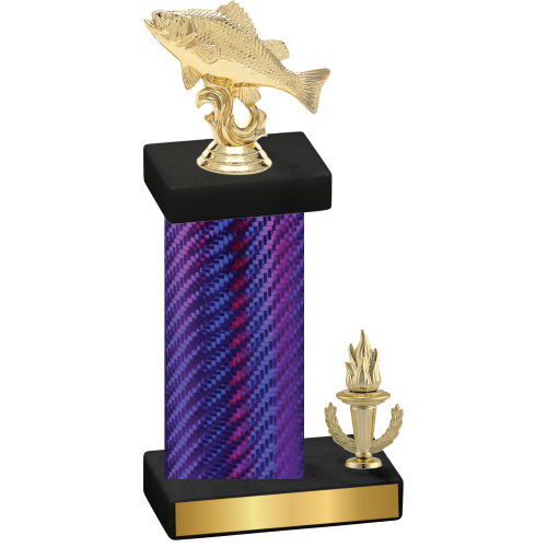 Accented Single Purple Carbon Fiber Victory Fishing Trophy