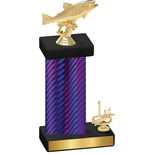 Accented Single Purple Carbon Fiber First Place Fishing Trophy