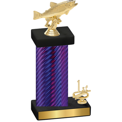 Accented Single Purple Carbon Fiber First Place Fishing Trophy