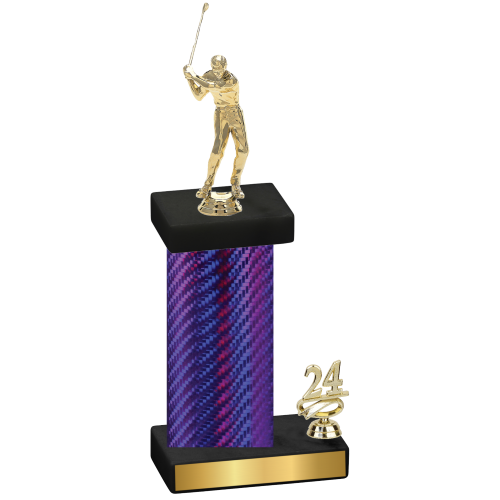 Accented Single Purple Carbon Fiber Year Golf Trophy