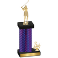 Accented Single Purple Carbon Fiber Third Place Golf Trophy