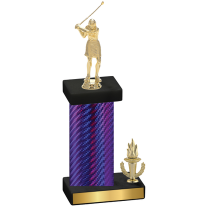 Accented Single Purple Carbon Fiber Victory Golf Trophy