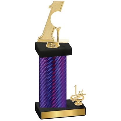 Accented Single Purple Carbon Fiber First Place Golf Trophy