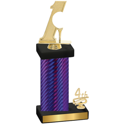 Accented Single Purple Carbon Fiber Fourth Place Golf Trophy