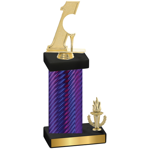 Accented Single Purple Carbon Fiber Victory Golf Trophy