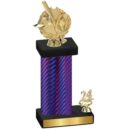 Accented Single Purple Carbon Fiber Year Baseball Trophy