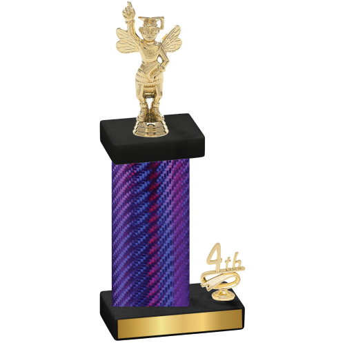 Accented Single Purple Carbon Fiber Fourth Place Academics Trophy