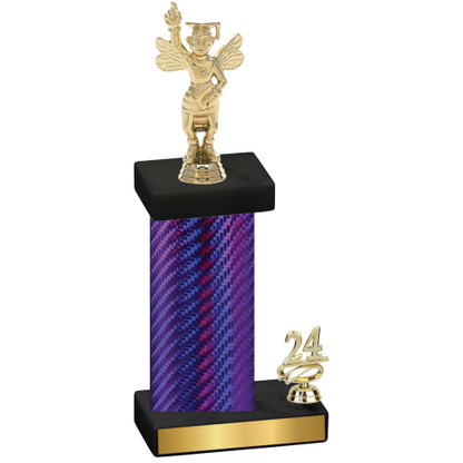 Accented Single Purple Carbon Fiber Year Academics Trophy