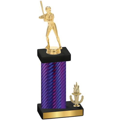 Accented Single Purple Carbon Fiber Victory Softball Trophy