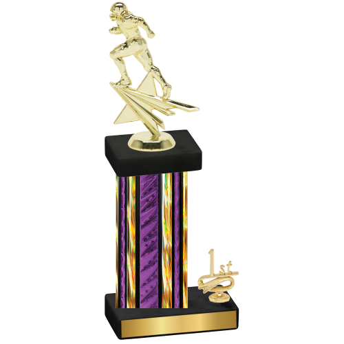 Accented Single Purple Glacier First Place Football Trophy