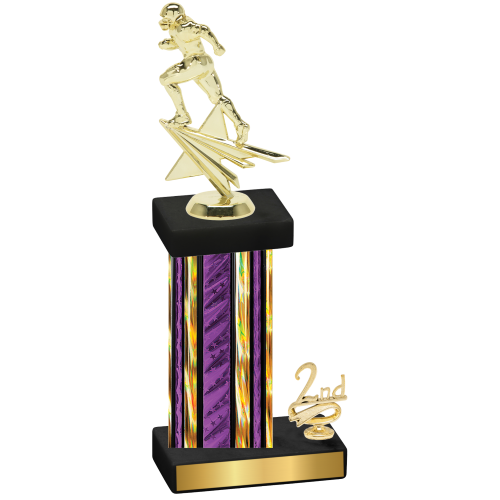 Accented Single Purple Glacier Second Place Football Trophy