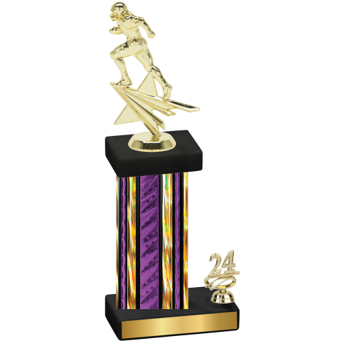 Accented Single Purple Glacier Year Football Trophy