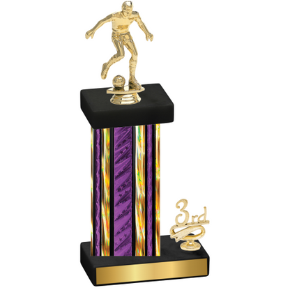 Accented Single Purple Glacier Third Place Soccer Trophy