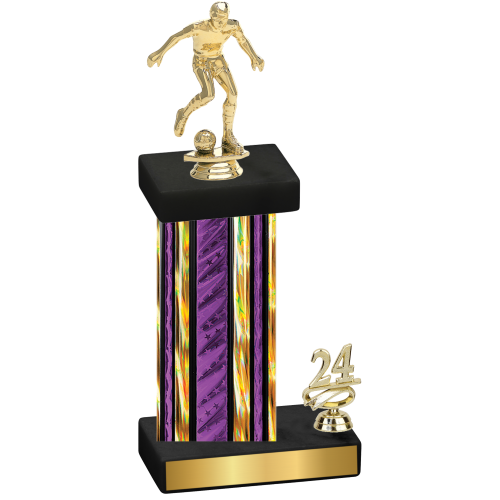 Accented Single Purple Glacier Year Soccer Trophy