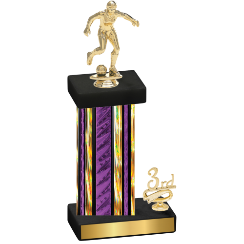 Accented Single Purple Glacier Third Place Soccer Trophy