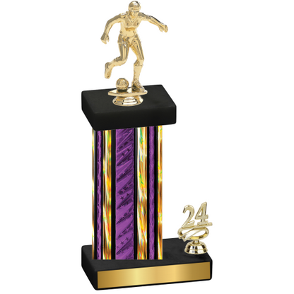 Accented Single Purple Glacier Year Soccer Trophy