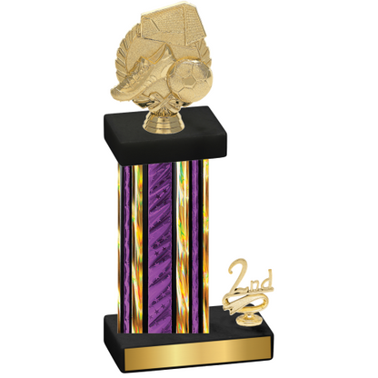 Accented Single Purple Glacier Second Place Soccer Trophy