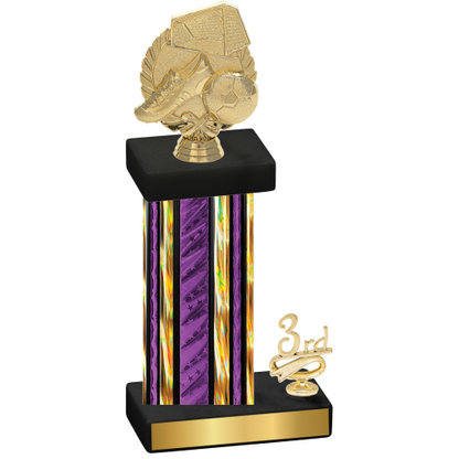 Accented Single Purple Glacier Third Place Soccer Trophy