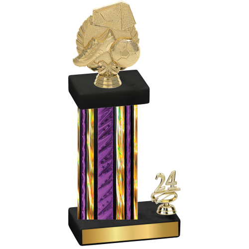 Accented Single Purple Glacier Year Soccer Trophy