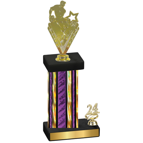 Accented Single Purple Glacier Year Rugby Trophy