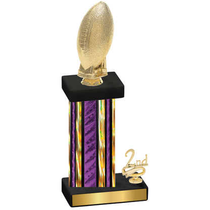 Accented Single Purple Glacier Second Place Football Trophy