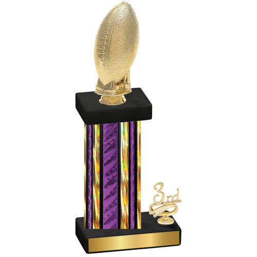 Accented Single Purple Glacier Third Place Football Trophy