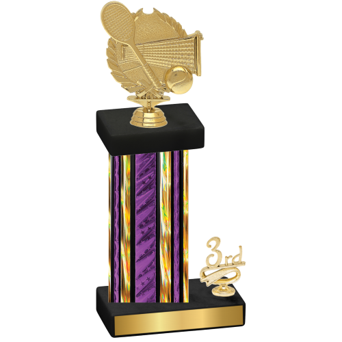 Accented Single Purple Glacier Third Place Tennis Trophy